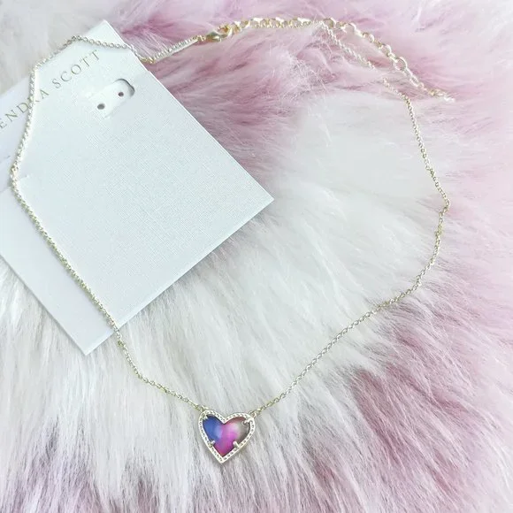 Gold Ari Heart Watercolor Illusion Necklace - Picture 2 of 3